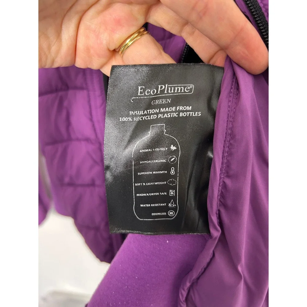 Bernardo Performance Hooded Quilted Water Repellent Jacket Purple Size S outdoor
